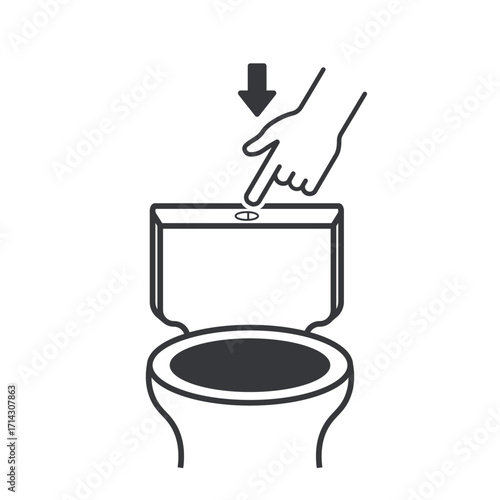 Isolated illustration press the "flush" button after using the toilet to maintain restroom cleanliness