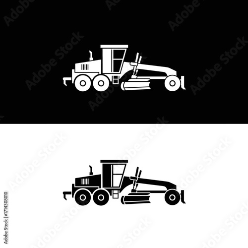 Grader Machinery Silhouette Vector Construction Equipment Icon for Design Projects