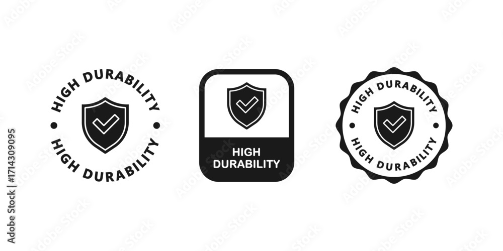 Obraz premium high durability sticker or label. high durability label vector isolated. Best high durability label for product, websites, packaging design element and more.