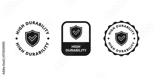 high durability sticker or label. high durability label vector isolated. Best high durability label for product, websites, packaging design element and more.