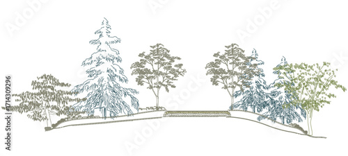 front View Vector Icons of Trees and Plants for Floor Plan and Architectural Design Projects	
