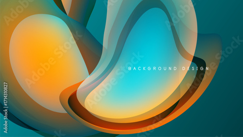 Abstract fluid shapes blend orange, teal, white. Dynamic layers create modern background design. Smooth gradients offer visual interest.