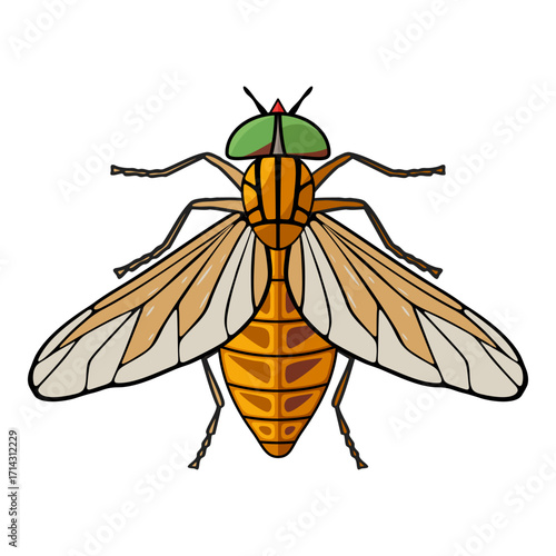 A horsefly. An insect pest. drawing of a horsefly, a common biting insect. For entomology and pest control concepts.