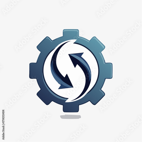 Conceptual Illustration Depicting Gears and Circular Arrows Representing Process and Cycles
