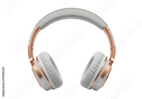 Fotografie Isolated over-ear headphones are modern audio equipment for music listening enjo
