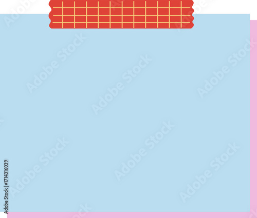 cute blank note memo school office supply with tape vector cartoon illustration
