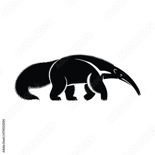 Striking Silhouette of an Anteater on White Background Majestic and Unique Creature Depicted