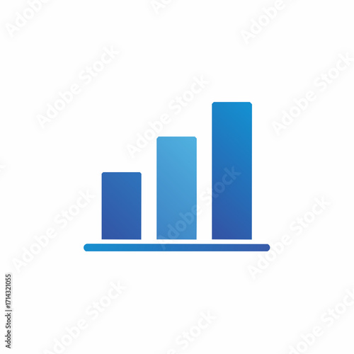 Illustration depicting an ascending statistical graph, with a spectrum of blue tones