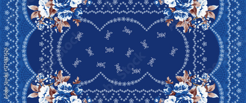 Floral Shawls, Scarfs, Dupatta Digital Textile Design Fabric Print
