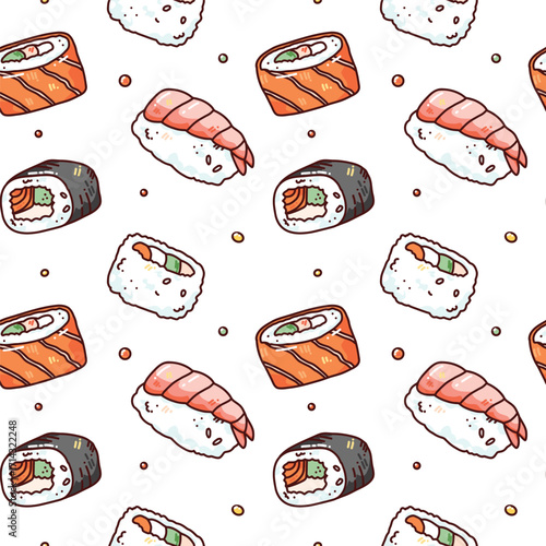 vector sushi seamless pattern