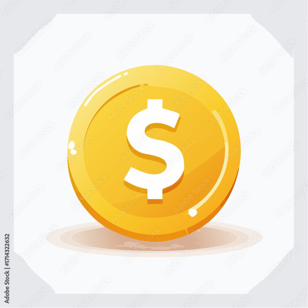Obraz premium Illustration of a shining golden coin with dollar sign, perfect for financial concepts or monetary applications