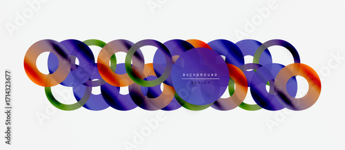 Abstract colorful overlapping circles create dynamic visual flow. Modern design element for backgrounds, presentations.