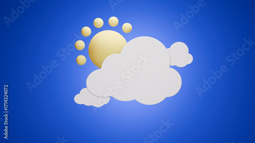 Weather icon on blue background. 3d render illustration.