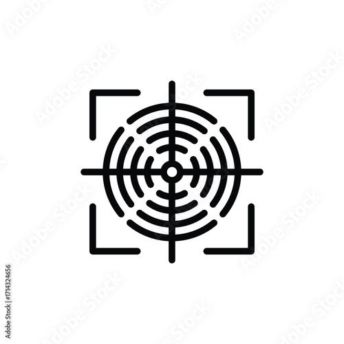 Black Target Icon on White Background Accuracy Goal