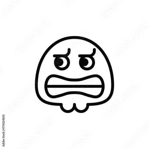 Frowning Cartoon Face Black Outline Emoji Icon Depicting Disgust or Frustration