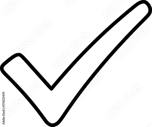 Check mark vector sketch hand drawn line art on icon, check mark in doodle style inside