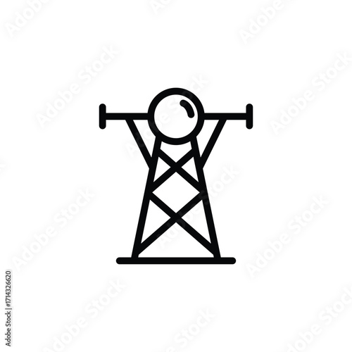 Minimalist Black Power Tower Icon on White Background