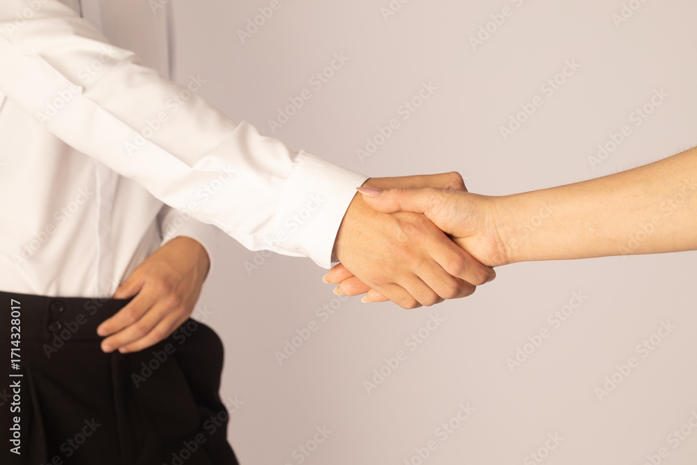 Fototapeta premium Two people are shaking hands.