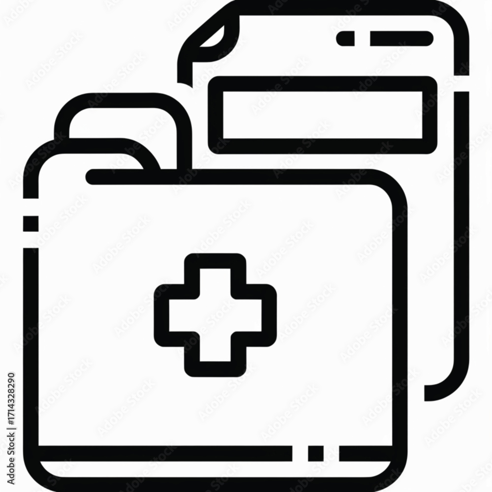 Obraz premium An illustration of a medical folder with a cross symbol and a document.