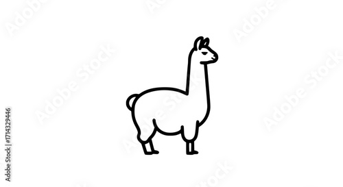 Llama standing black white icon