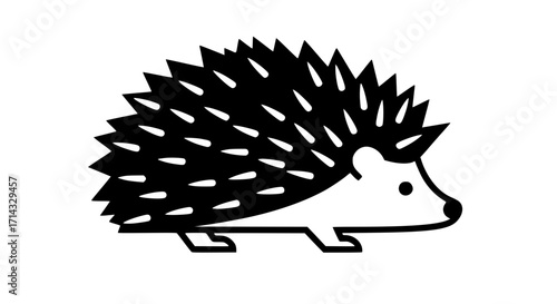 Hedgehog walking black white icon
