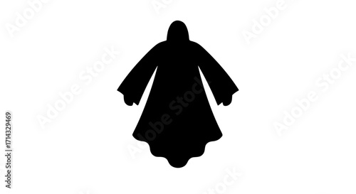 Figure in cloak black white icon