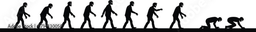 Zombie Evolution Sequence Silhouette Showing Walking Dead Progression from Upright to Crawling Zombies