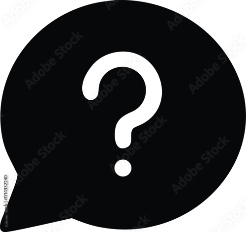 Question mark in speech bubble icon represents inquiry and uncertainty simple graphic vector