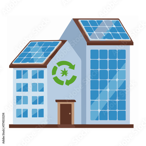 Eco-friendly buildings with solar panels