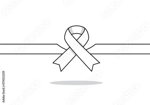 A black and white line drawing of a ribbon tied in a knot