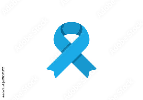 A blue ribbon icon on a white background