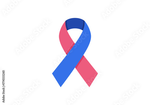 A blue and pink ribbon with a dark blue top
