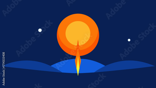 Orange Glow Piercing the Cold Blue Night Background