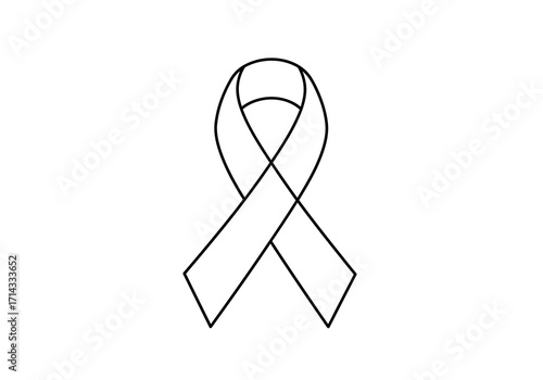 Black outline of a red ribbon symbol on a white background