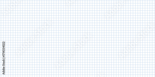 Crumpled blue checkered paper texture realisric vector illustration. White blank notebook sheet with grid, wrinkle and crease effect, note page mock up, educational template