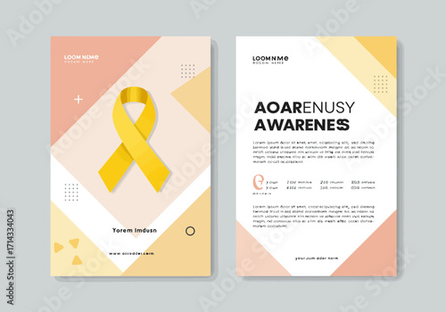 Poster with yellow ribbon and geometric background