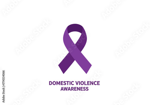 Purple ribbon and text DOMESTIC VIOLENCE AWARENESS