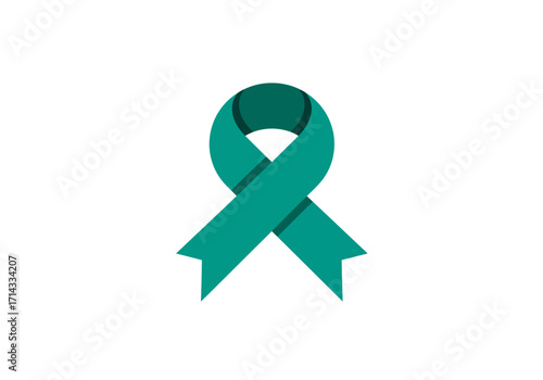 Teal ribbon with a white background