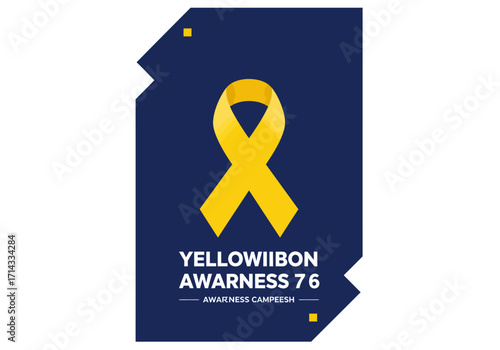 Yellow ribbon with text YELLOWIIBON AWARNESS 76 and AWARNESS CAMPEESH