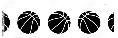 Black and White Basketball Icons in a Row