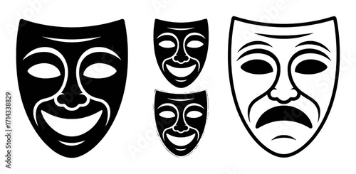 Iconic Comedy and Tragedy Masks Representing Theater and Emotion