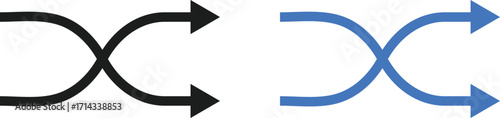 shuffle icon set. Music playlist control symbol. Random music playlist. Two arrow sign
