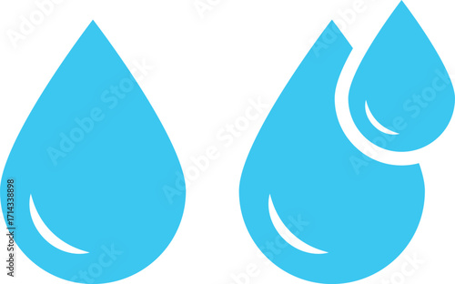 water drop icon set. Blue Raindrop and Oil symbol. Drop shapes collection