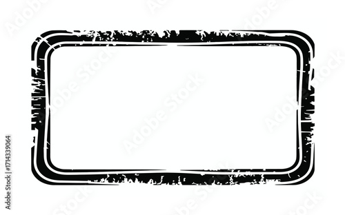 A black rectangular stamp with a distressed, textured border on a white background, suitable for adding text or graphics.