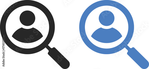  Job search icon set. Job vacancy symbol. magnifying glass search with people icons