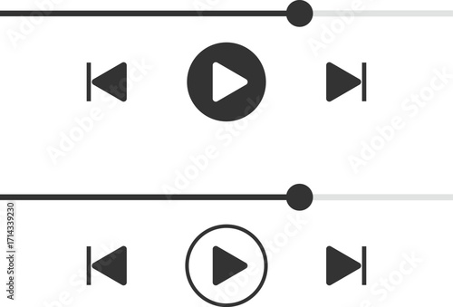 Music or video play bar icon. Video or audio player playlist template. Play list for podcast
