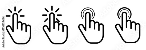 Set of four hand cursor icons indicating touch or click actions