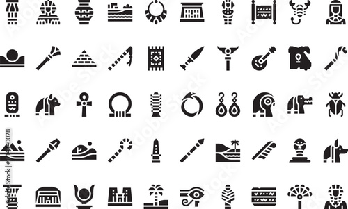Ancient egyptian symbols and landmarks Modern Illustration Symbol Design Template for Web and Mobile UI. Editable Stroke Pictogram for Business Projects and Apps.