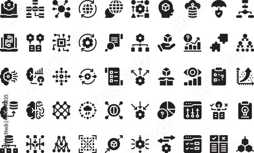 Artificial intelligence and machine learning Modern Illustration Symbol Design Template for Web and Mobile UI. Editable Stroke Pictogram for Business Projects and Apps.