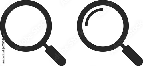  Search Icon set. Magnifier glass or zoom symbol. Loupe sign